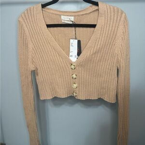 Urban Outfitters Tan Ribbed Cardigan